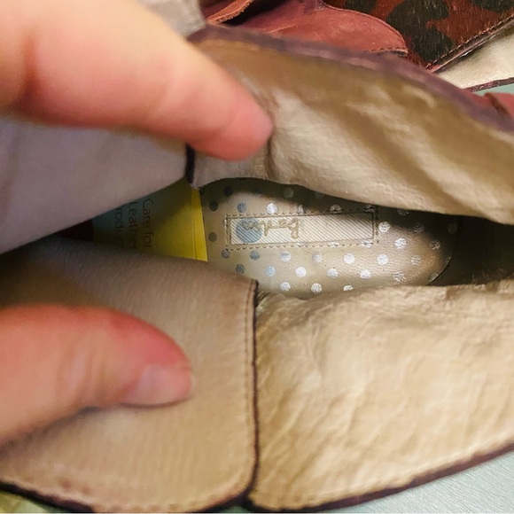 Boden Keira Burgundy Red Animal Print Suede Calf Hair Leather Ankle Booties - Picture 9 of 11